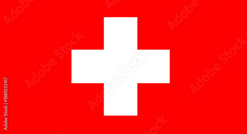 Switzerland national flag showing a white cross on a red background