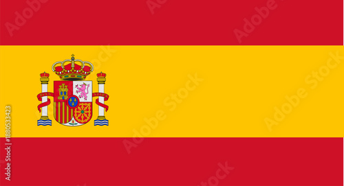 Spain national flag showing country emblem and colors