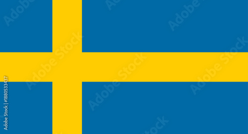 Sweden national flag displaying a yellow Nordic cross