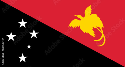 Papua New Guinea flag displaying Southern Cross and Raggiana bird of paradise