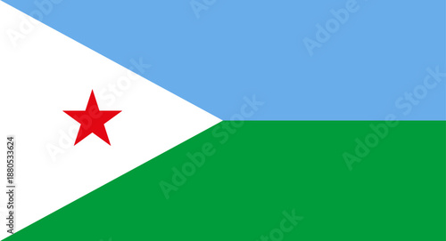 Djibouti national flag flying over country representing independence