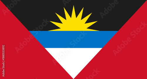 Antigua and Barbuda national flag with rising sun design