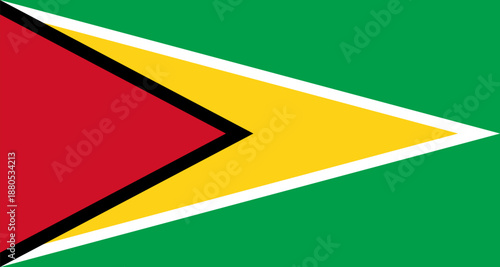 Guyana national flag displaying green, yellow and red colors