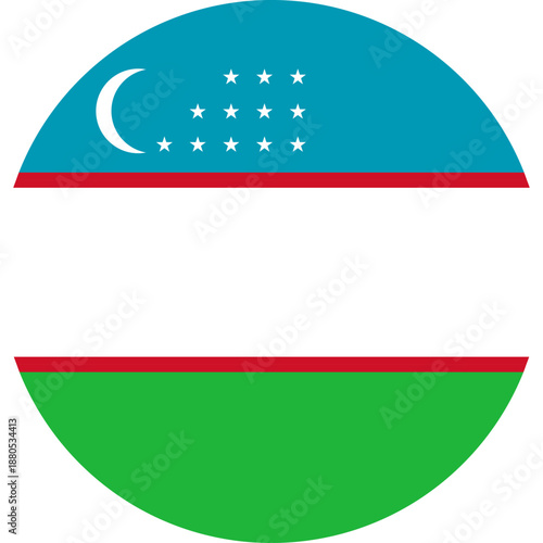 Uzbekistan flag in a round button shape