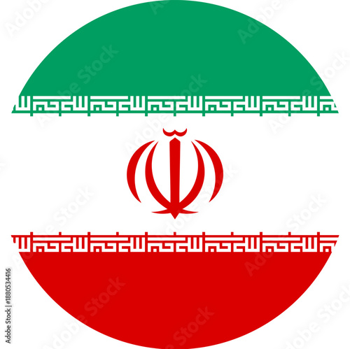 Iran national flag circle shape representing country identity