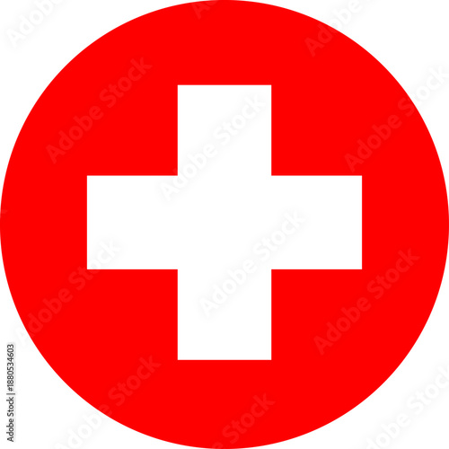 Red cross symbol representing emergency, health, medicine