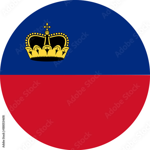 Liechtenstein national flag displaying country identity in round shape