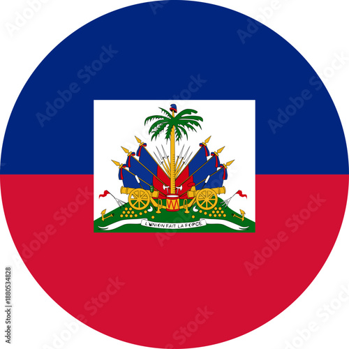 Haiti flag with coat of arms in circle shape