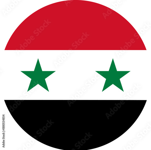 Syria flag national emblem round shape