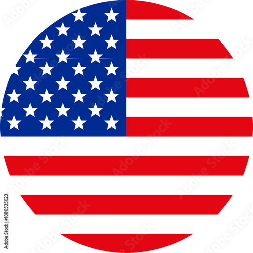 United States of America flag design in circular shape