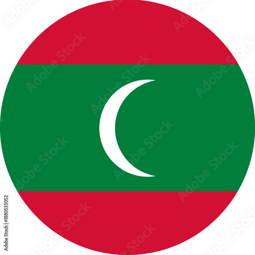 Maldives national flag displaying crescent symbol in circle