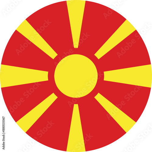 North Macedonia national flag forming a perfect circle