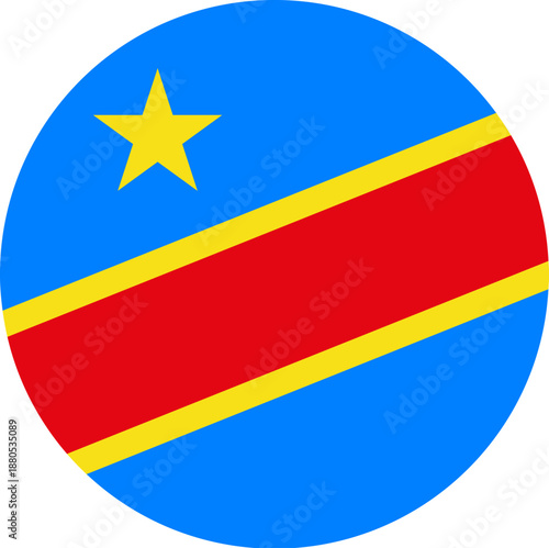 Democratic Republic of the Congo national flag in round shape