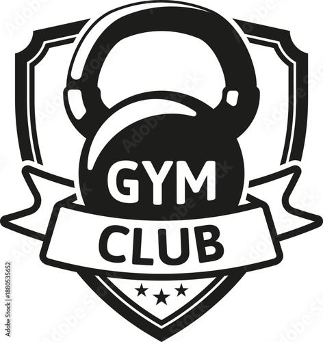 Kettlebell gym club emblem promoting fitness and strength