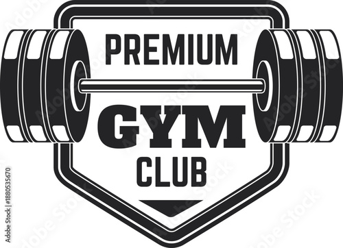 Premium gym club logo design with barbell symbol