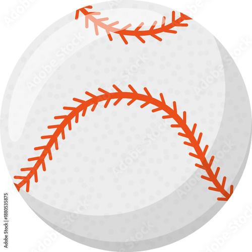 Baseball ball with red stitching on a white background