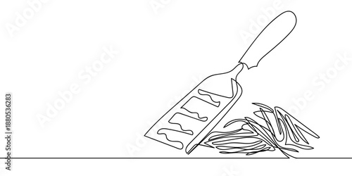 A single, continuous line of art: a papaya grater for Thai cooking. minimalist outline vector illustration Editable stroke.