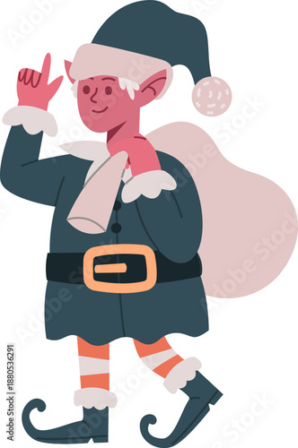 Christmas elf helper delivering holiday presents