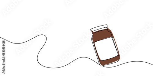 A single, continuous, colored line art a medicine jar. minimalist outline vector illustration Editable stroke.