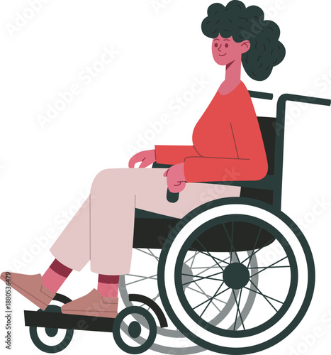 Woman smiling sitting in a wheelchair illustration