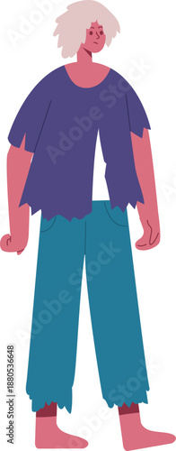 Person experiencing poverty wearing ragged clothes