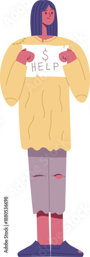 Person holding help sign needing financial assistance