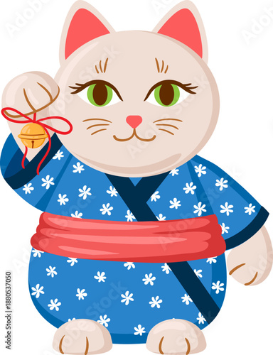 Maneki Neko lucky cat waving paw bringing fortune