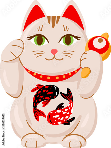 Maneki neko waving paw wishing good luck
