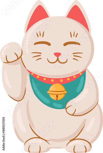 Maneki neko cat bringing good luck and fortune