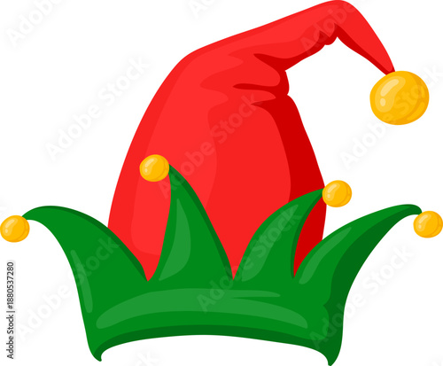 Christmas elf or jester hat with bells