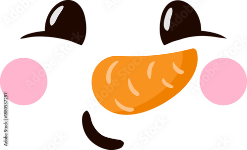 Snowman face smiling with carrot nose cartoon