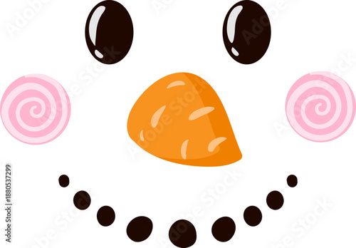 Building a cute snowman face with winter elements