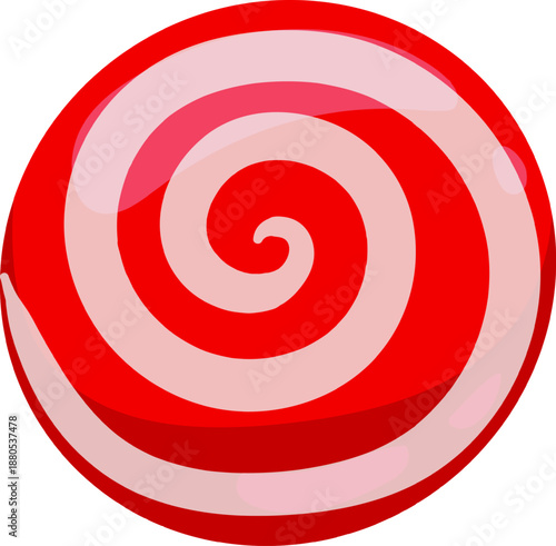 Red and white swirling candy sweet treat illustration