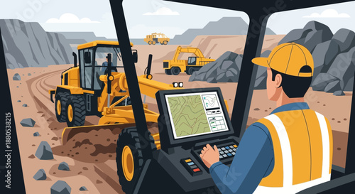 Heavy machinery operator working on construction site