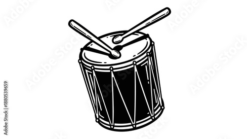 Drum with drumsticks on top.