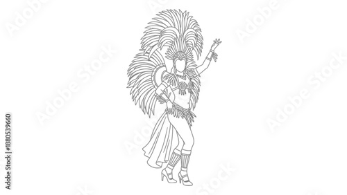 Aztec Warrior in Traditional Costume.