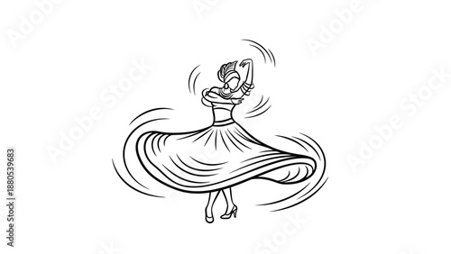 Whirling Dervish in Traditional Attire Dancing.