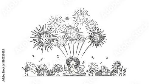 Fireworks exploding in the night.