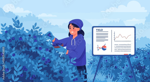 Woman presenting data on graph board.