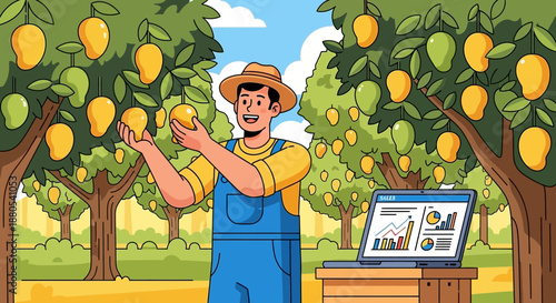 Man holding lemon in orchard.