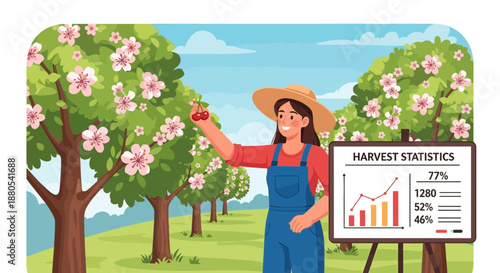 Woman Holding Apple in Orchard.