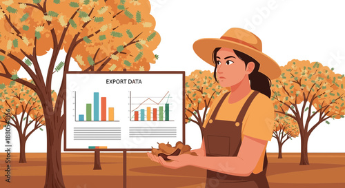 Woman Holding Smart Farm Data Chart.