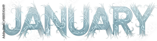 January A Wintery Word Design, Perfect for Seasonal Greetings and Winter Themes