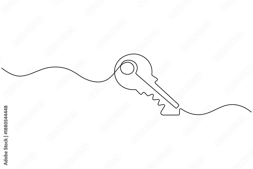 Obraz premium Minimalist key outline in continuous one line drawing style 
