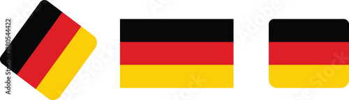 Germany Flag Icon Set with Rectangle and Rounded Square Shapes, German National Flag Vector for Travel Apps and Language Learning Websites, Deutsch Country Badge.