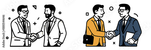 Business professionals engaging in a handshake in a modern setting