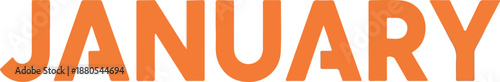 January Bold Orange Typography on White Background - A Striking Visual for Calendars and Promotions