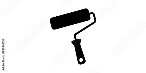 Paint roller icon. Line and silhouette style.
