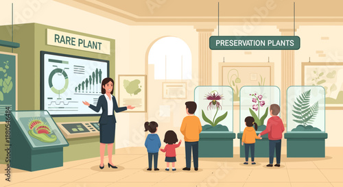 People looking at plant display.