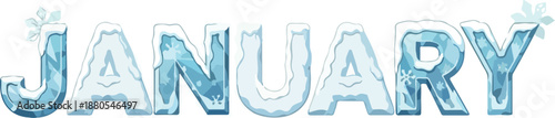January Frosty Text Illustration for Seasonal Design and Winter Greetings
